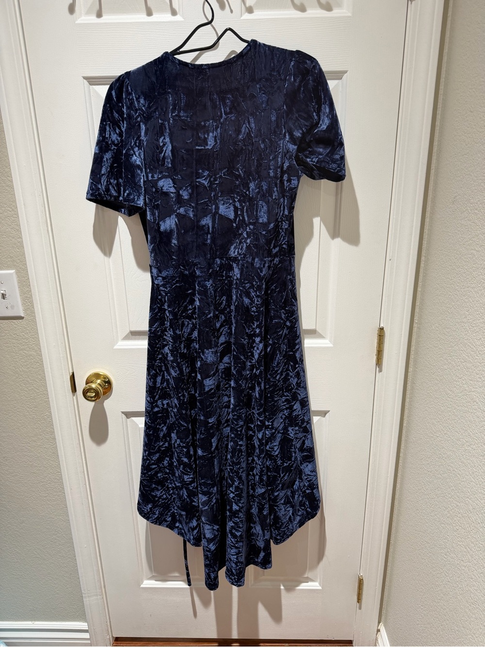Classic Navy Velvet Midi Dress
